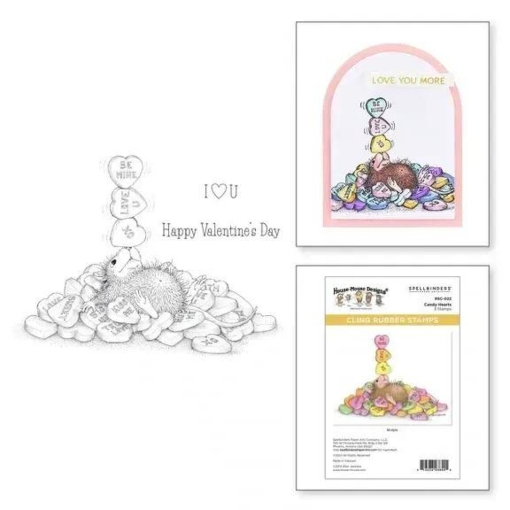 House-Mouse Designs Spellbinders Candy Hearts Cling Rubber Stamps RSC-022 Mudpie